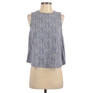Blue and White Striped Sleeveless Blouse